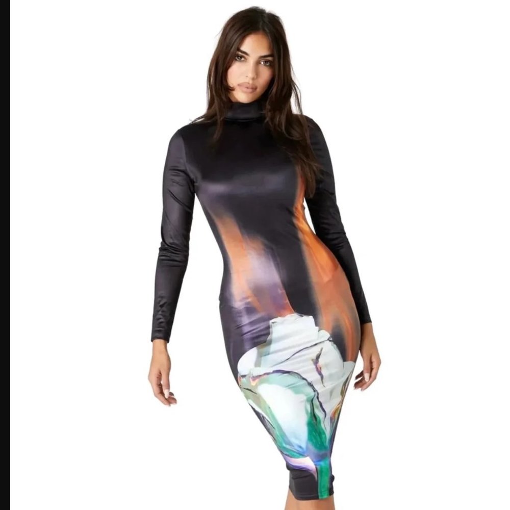Amy Shehab DEAD FLAME DRESS BLACK - S